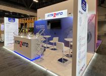 Kitazato stand, with back wall, topped with a light box and 2 free-standing lightwaves at front